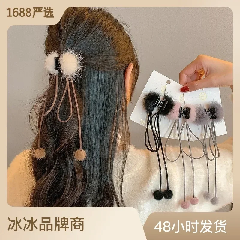

Winter Women's Elegant and Fashionable Hair Accessories Bow Knot Tassel Grab Clip Sweet and Cute Hair Clip Headwear2023