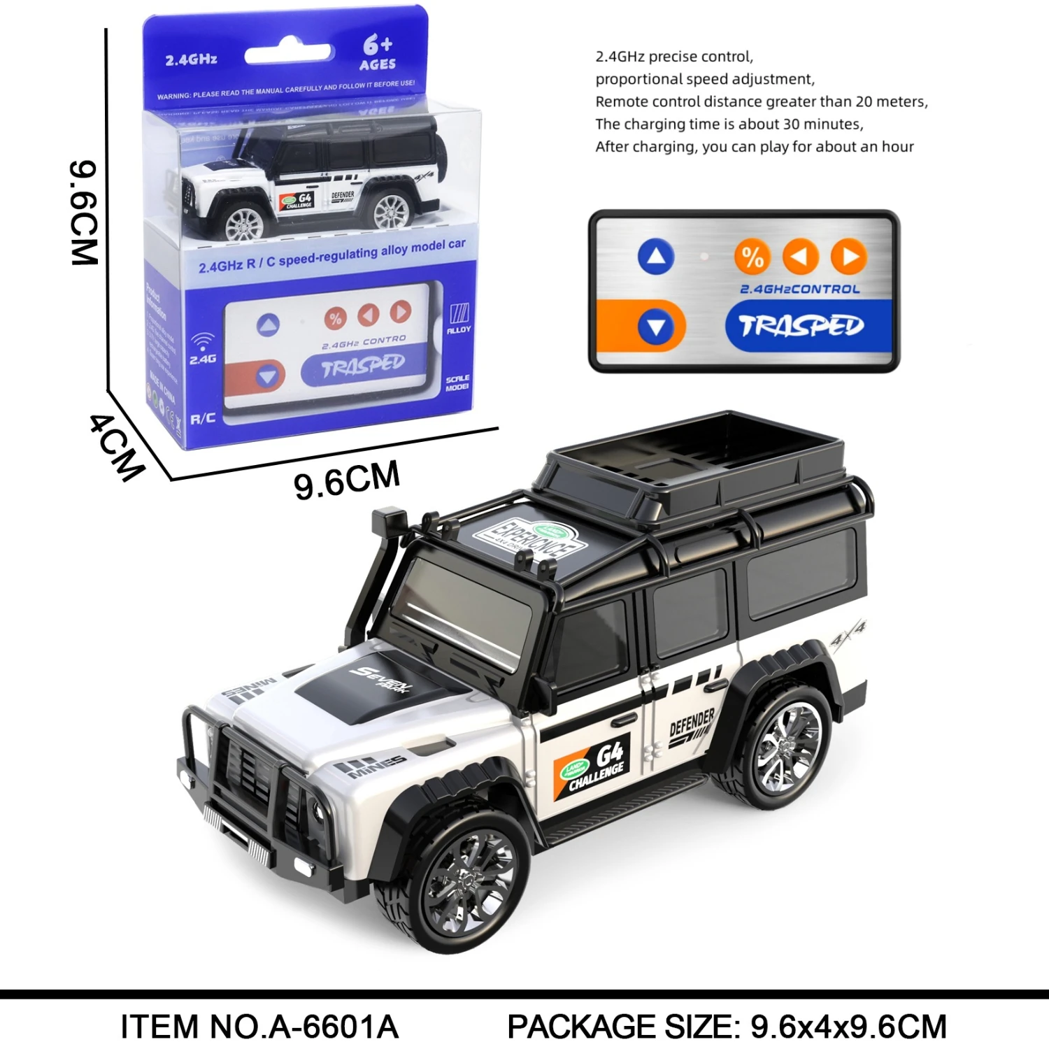 2.4G RC Car 1/64 Alloy Mini Remote Control Off-Road Car Model with Light Simulation Car Model Remote Control Toy Gift 5