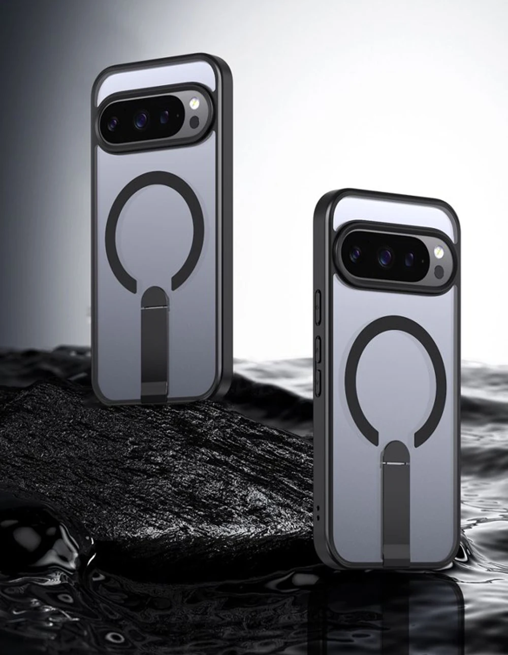 Matte Clear Magnetic Charging Shockproof Case with Invisible Kickstand