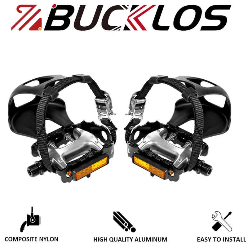

BUCKLOS Bicycle Spin Pedal DU Bearing Road Mountain Bike Top Clip Pedal Aluminum Alloy Cycling Exercise Pedals Bike Part