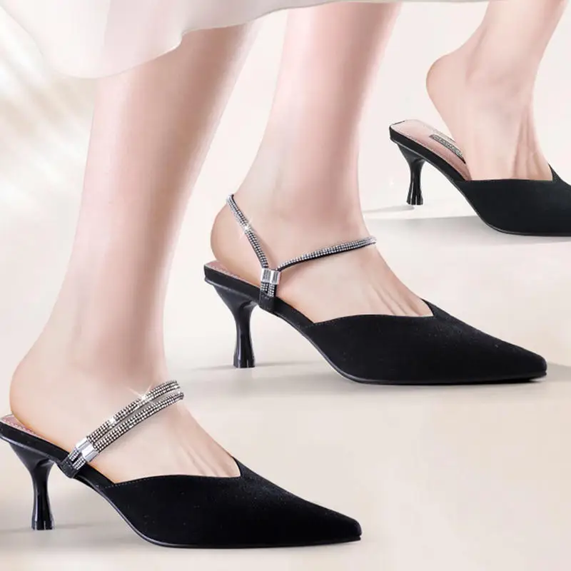 1 paar Strass High Heels Schuhe Band Anti-lose Frauen Diamant Schnürsenkel Anti-drop Ferse Straps Gürtel Bohrer elastische Feste Gürtel – Detail 2