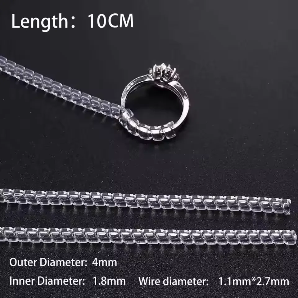 4pcs/lot Transparent Spiral Based Ring Tools Spring Coil Ring Size Adjuster Guard Tightener Reducer Resizing Tool For Jewelry