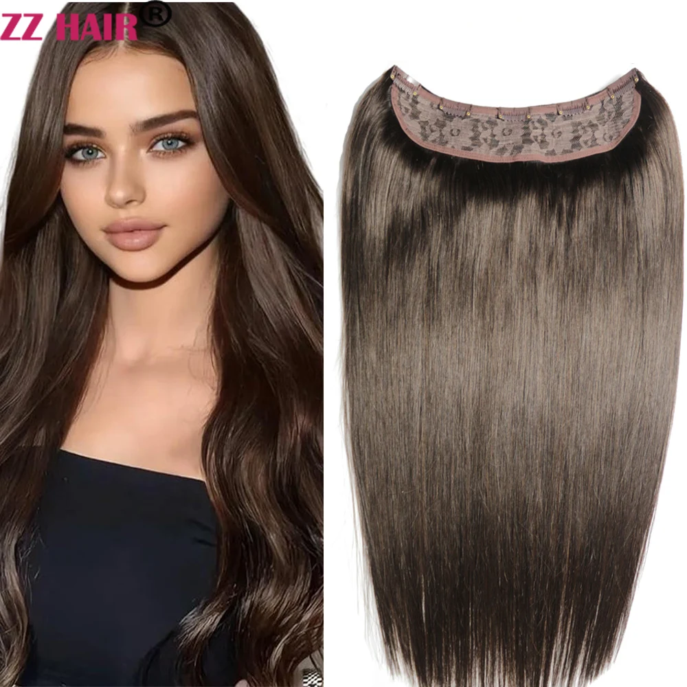 ZZHAIR Brazilian Human Remy Hair Extensions 16"-26" U Piece Set 120g-140g One Piece 5 Clip-in Natural Straight