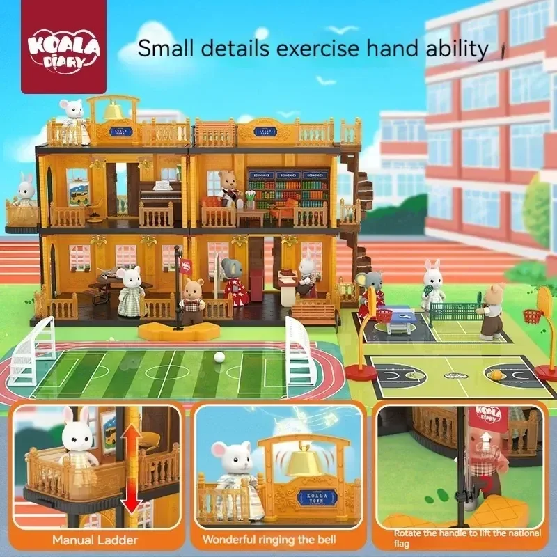 Children's  Diy Play House Toy Built-up Villa School Hospital  Assembling Small Furniture  Castle Doll House Girl Christmas Gift 2