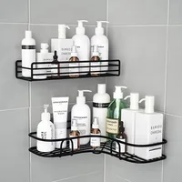 Toilet Storage Rack Bathroom Shelf No-Drill Corner Shelf Shower Wall Mounted Shelf Bracket Bathroom Accessory Organizer Shampoo 3