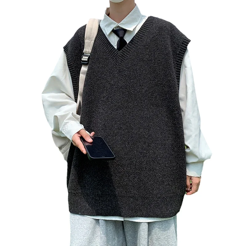 Men's Casual Sweater Vest Warm and Comfortable Vest in Autumn and Winter Sleeveless O-neck Basic Pullover Sweater