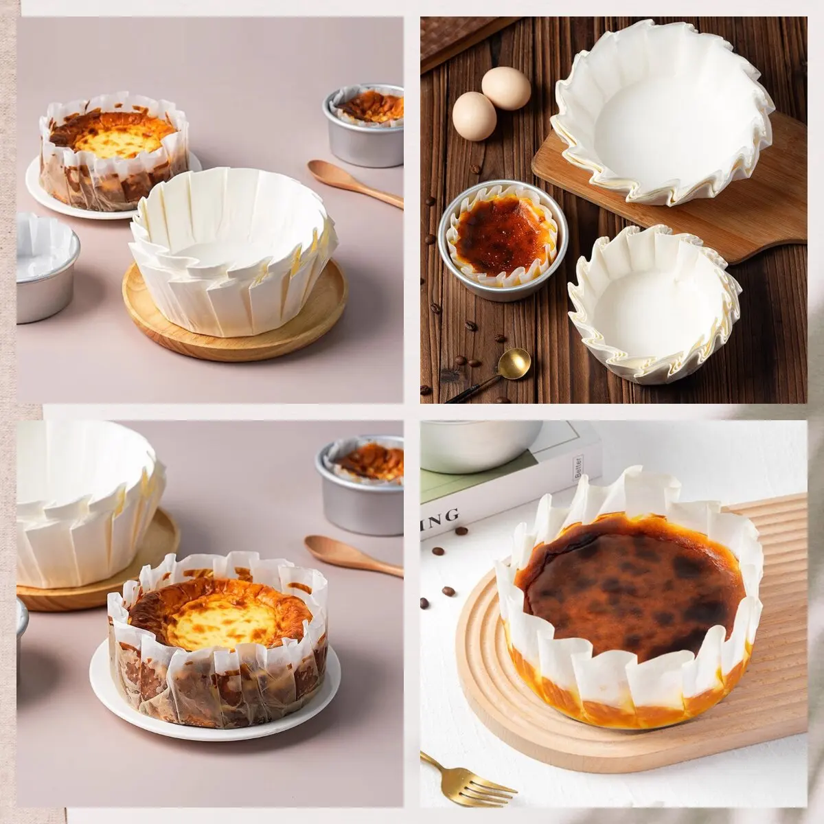 Basque Cheesecake Oil Paper Tray Foldable Cake Mold Disposable Release Mousse Cake Paper Baking Oil Proof Edge