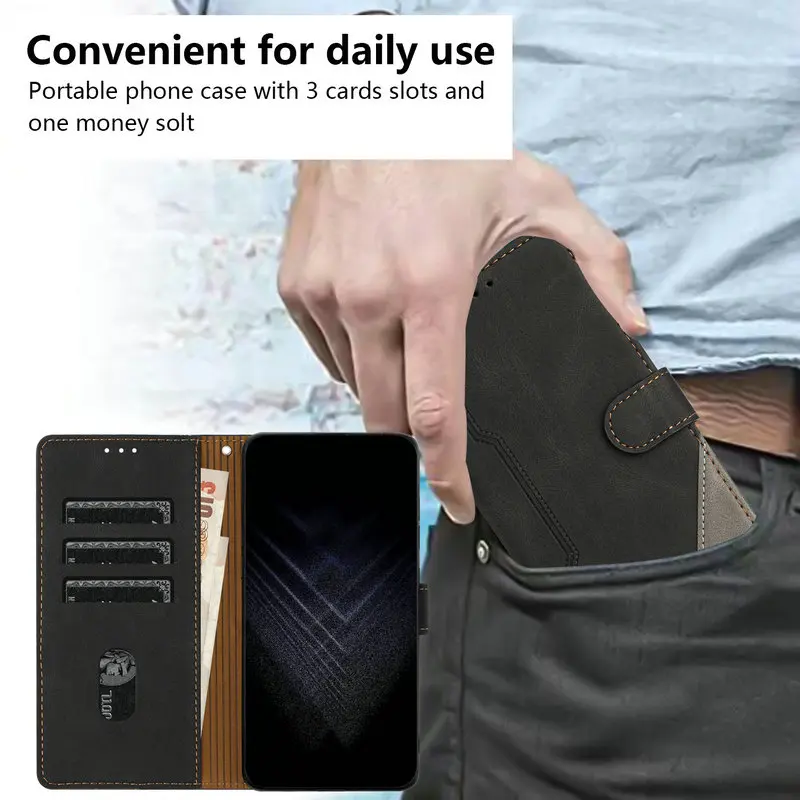 Leather Flip Wallet Case with Magnetic Closure