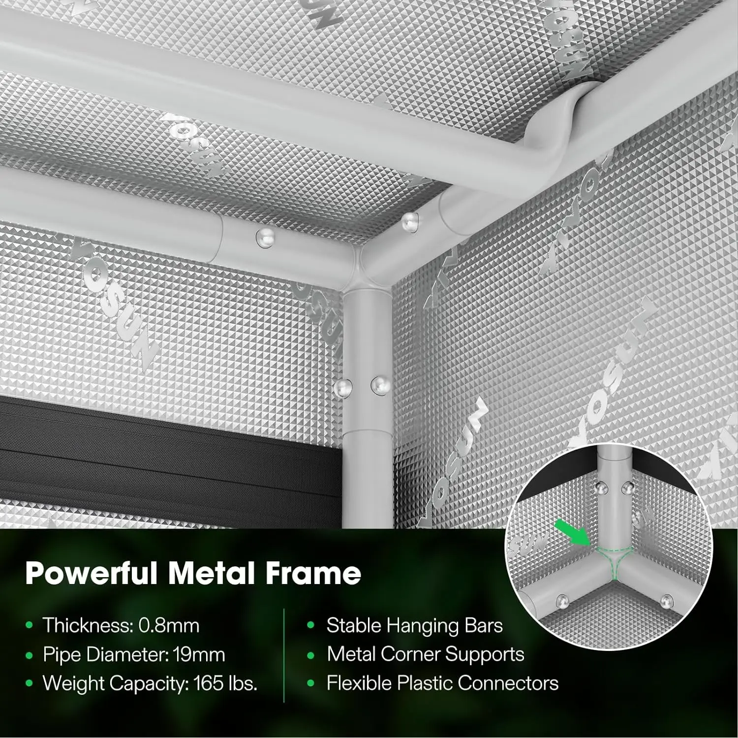 36"x36"x72" Grow Tent 3x3 FT Advanced Tent VS1000 LED Grow Light 6 Inch 390 CFM Ventilation Kit 5 Gallon Bags