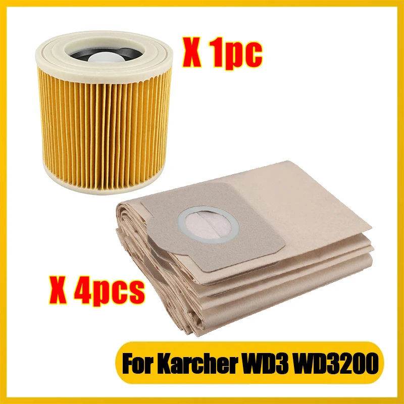 Replacement Dust Bag Hepa Filter For Karcher WD3 Premium WD3200 WD 3300 MV3 Vacuum Cleaner Spare Parts A2004 A2054