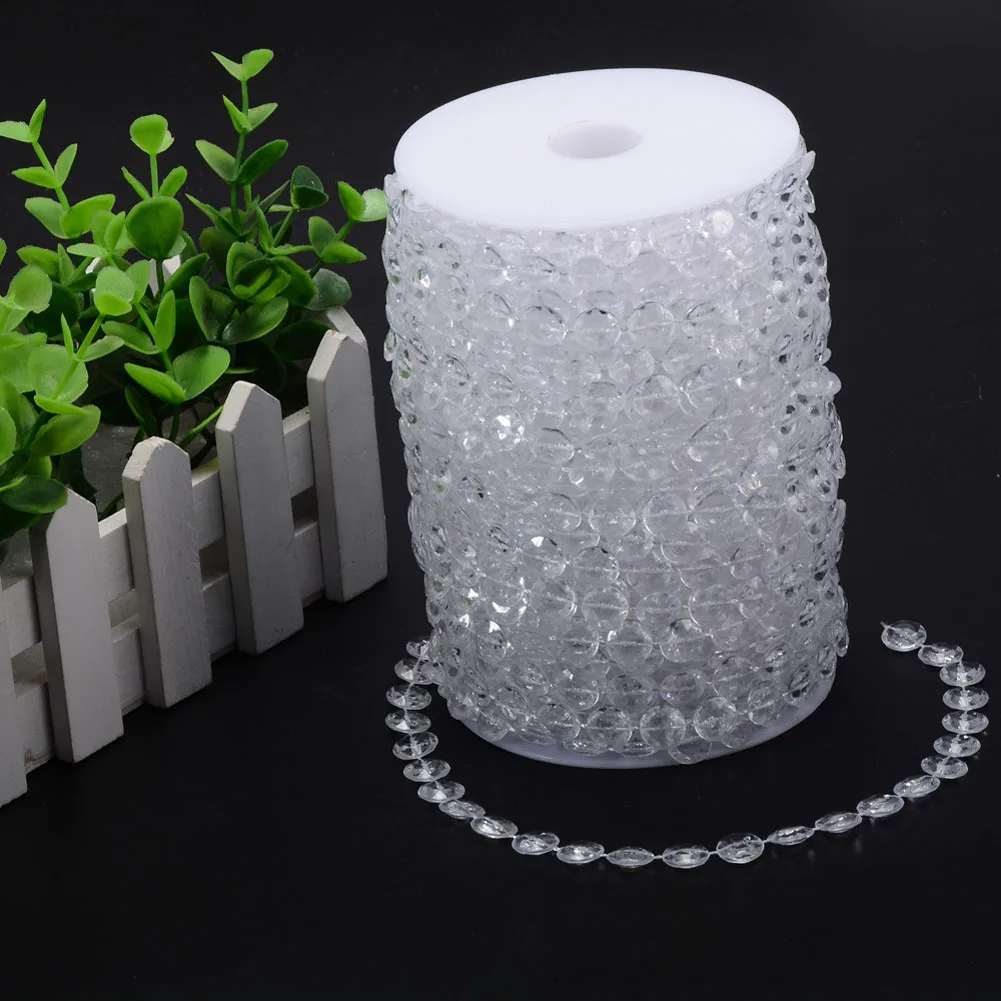 30M/Roll Crystal Bead Curtain Acrylic Crafts Decorative Tassel Beads Strings Pendant Decoration Accessory for Window Displays
