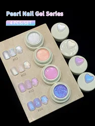 Glitter Gel Nail Polish in Pink & Milky White - Semi - Permanent Jelly Reflection for Stunning Nail Art and Manicures (Set)