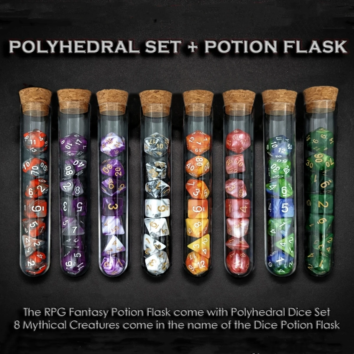 Table Games 7Pcs/Set DND Mythology Polyhedral D&D COC Dice Set RPG Fantasy Potion Flask Dungeons and Dragons Dice Set