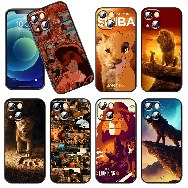 Phone Case For Apple Iphone 14 13 12 11 Se 2020 X 7 8 6 Mini Plus Pro Max Disney Lion King Simba Black Silicone Cover