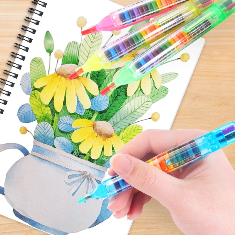 1Pc 20 Colors Children's Colored Crayons Set Painting Graffiti Pen Oil Pastel Kindergarten Art DIY Color Pencils Stationery Gift
