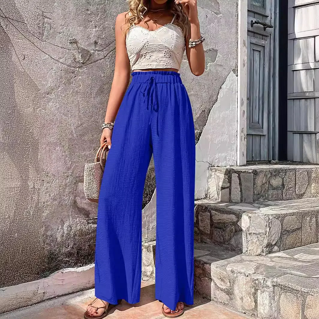 Women Summer Wide Leg Pants Casual Beachwear
