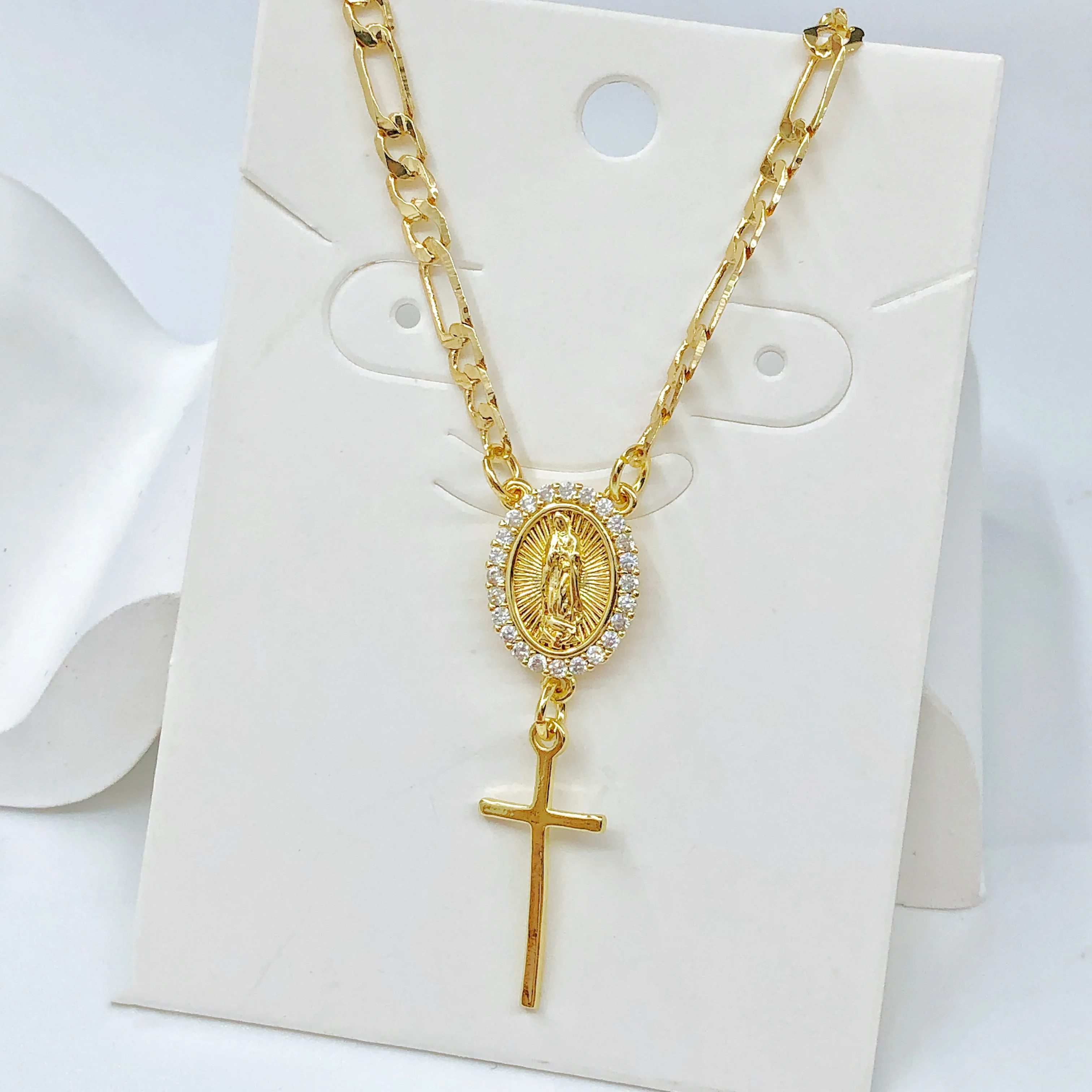 Gold-Plated Virgin Mary Cross Necklace – Religious Jewelry Gift 4