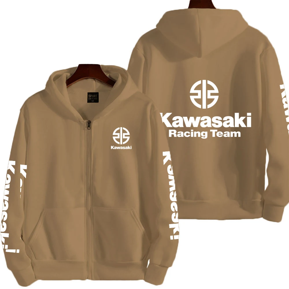Kawasaki Logo Racing Motorcycle Team Men Zip Up Hoodie