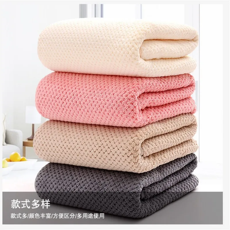 Bath towel with enlarged and thickened pineapple plaid pattern for male and female couples, soft, comfortable, strong water abs