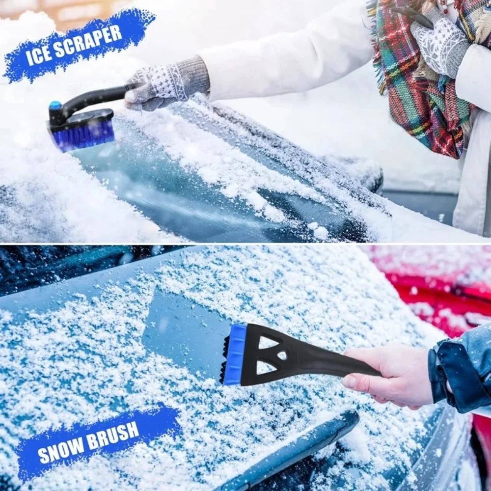 Car-Mounted 3-In-1 Blue Telescopic & Detachable Rotary Snow Shovel & Brush