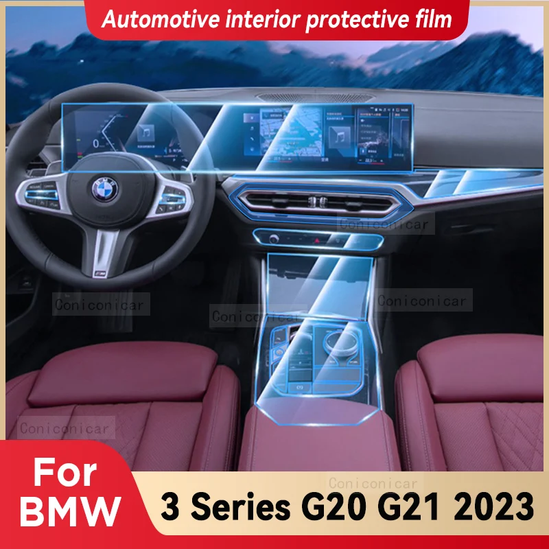 

For BMW 3 Series G20 G21 2023 Car Interior TPU Gearbox Panel Sticker Anti-Scratch Protective Cover Film Decoration Accessories
