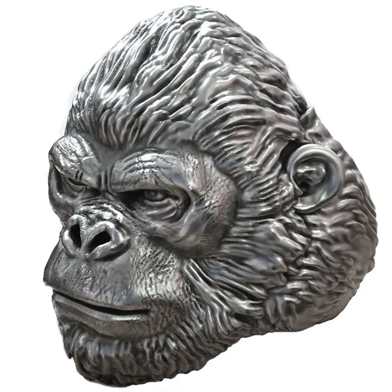 28g 3D African Gorilla Monkey King Wild Animal Mens Rings Real  Customized 925 Solid Sterling Silver Ring Many Sizes 9-13