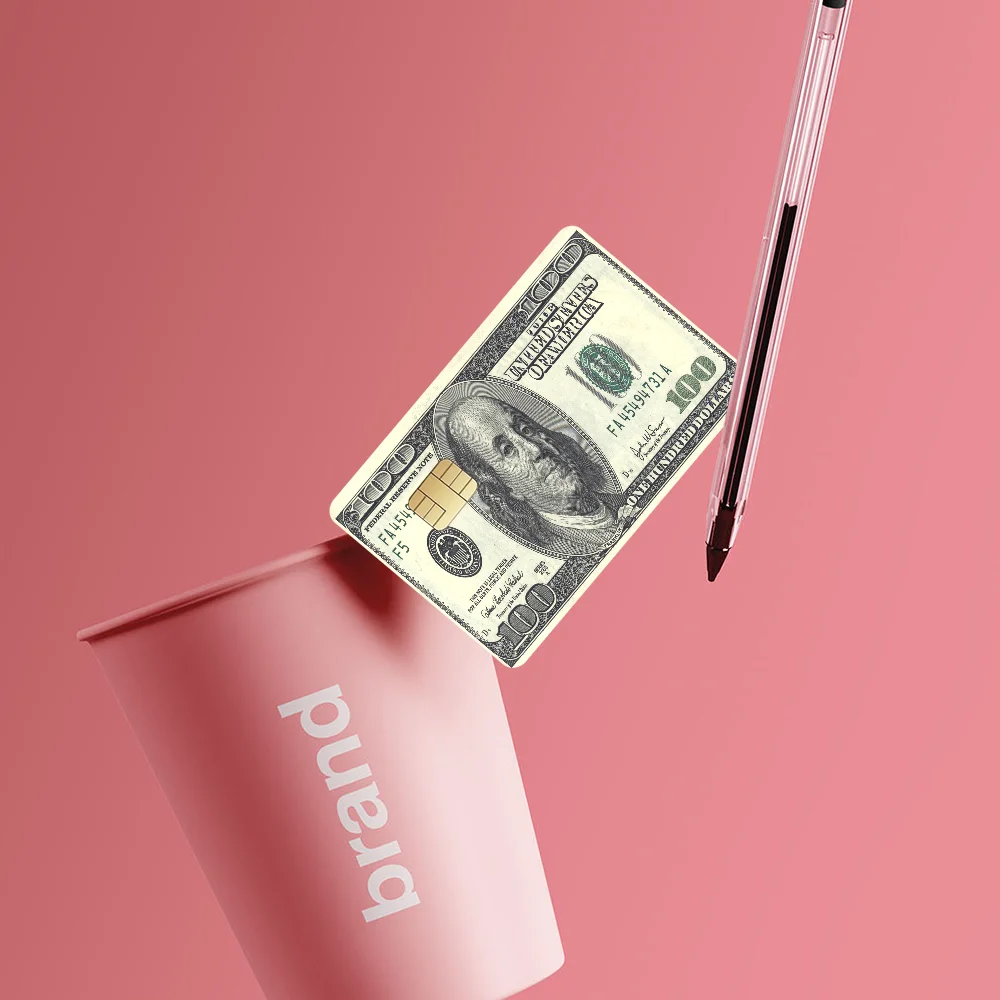 Dollars Money Credit Card Skin Stickers No Adhesive Residue Water Proof VISA Credit Card Subway Access