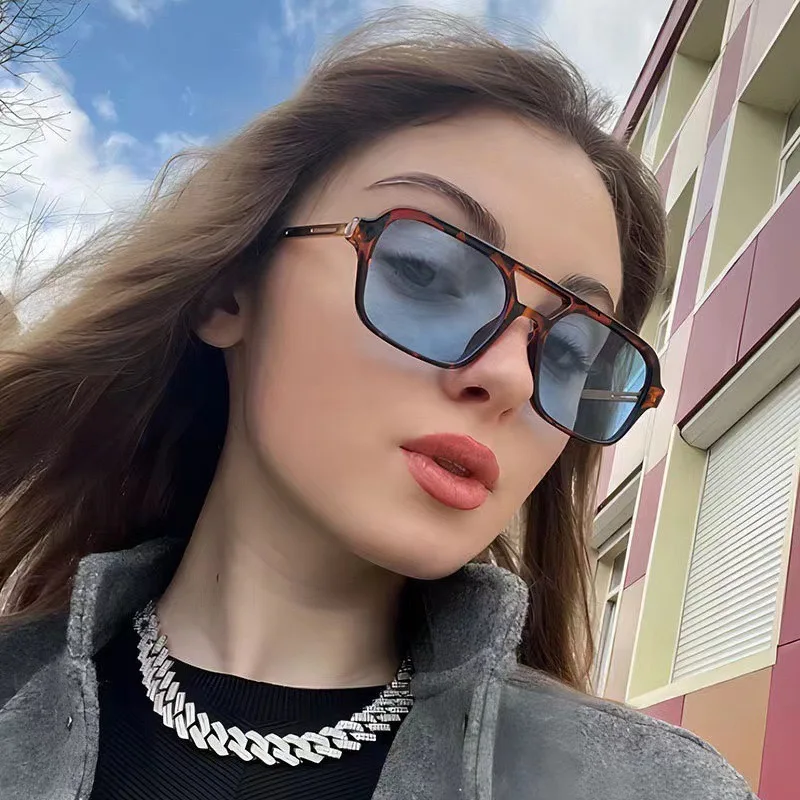 Retro Aviator Sunglasses for Women Men,Trendy Rectangle Womens Mens Shades Sun Glasses