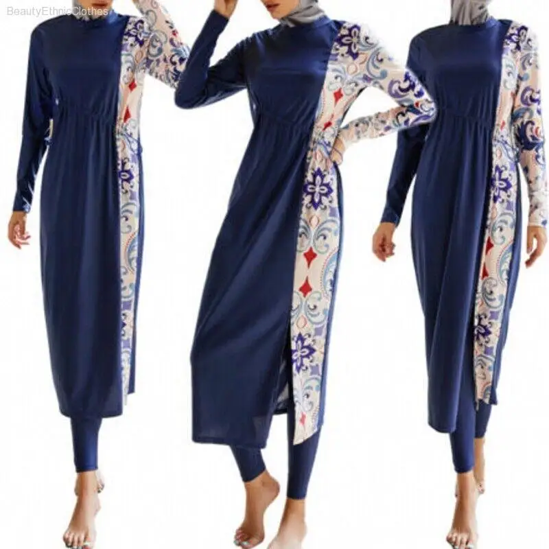 Burkini Sets Swimwear Swimsuit Bathing Sets Long Tops Pants Beachwear Women 3PCS Summer Muslim Arab muslim swimwear