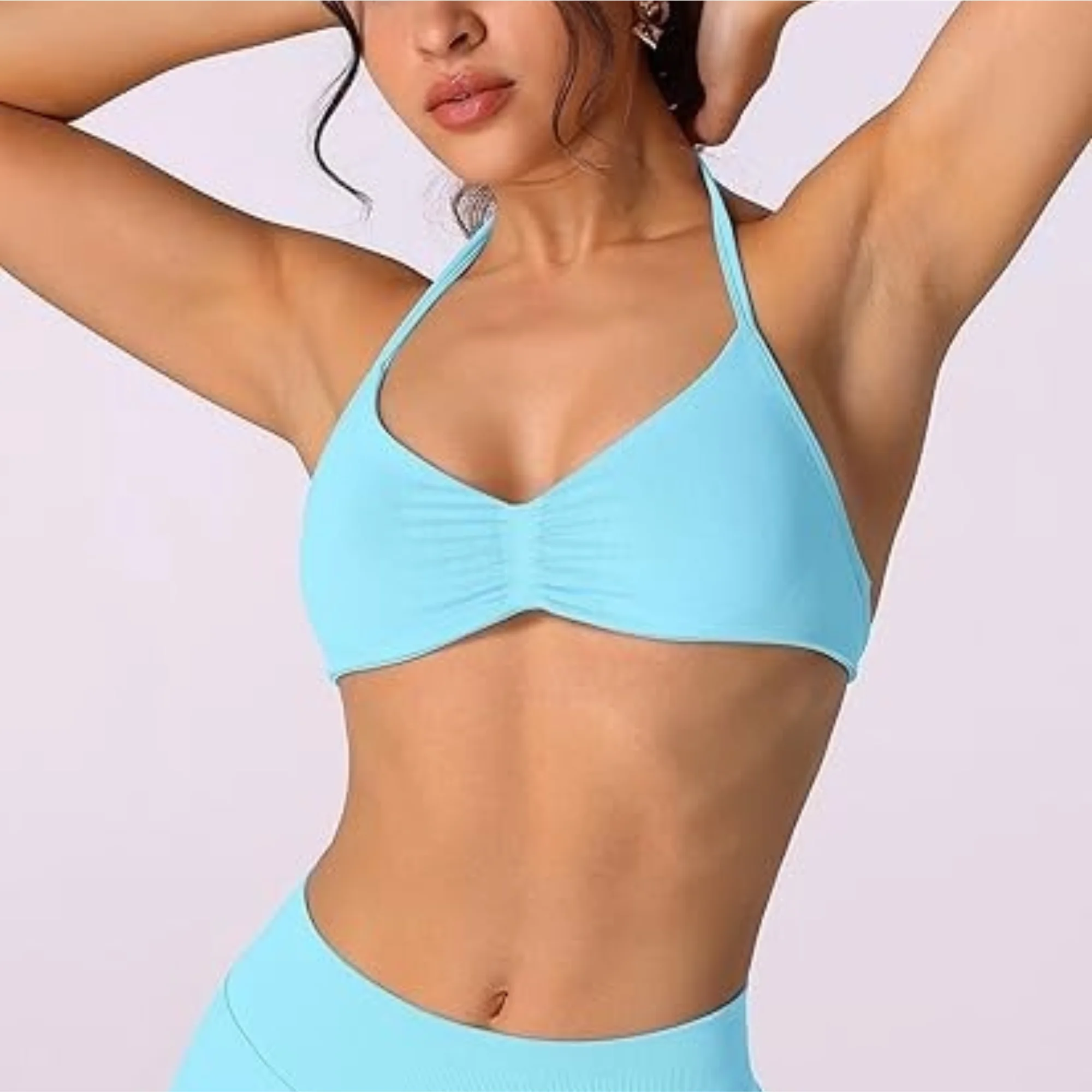 Strappy Bra Top Women High Support Thin Strap Halter Sport Seamless Bras Scrunch Workout Yoga Tank Best Sellers In Women's Clothing