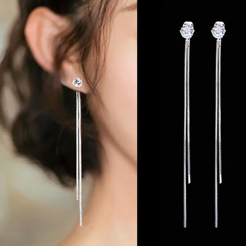 Orecchini Lunghi A Nappa Oro | Geometrici Con Barra Lucida | Accessorio Donna Ra Laffine