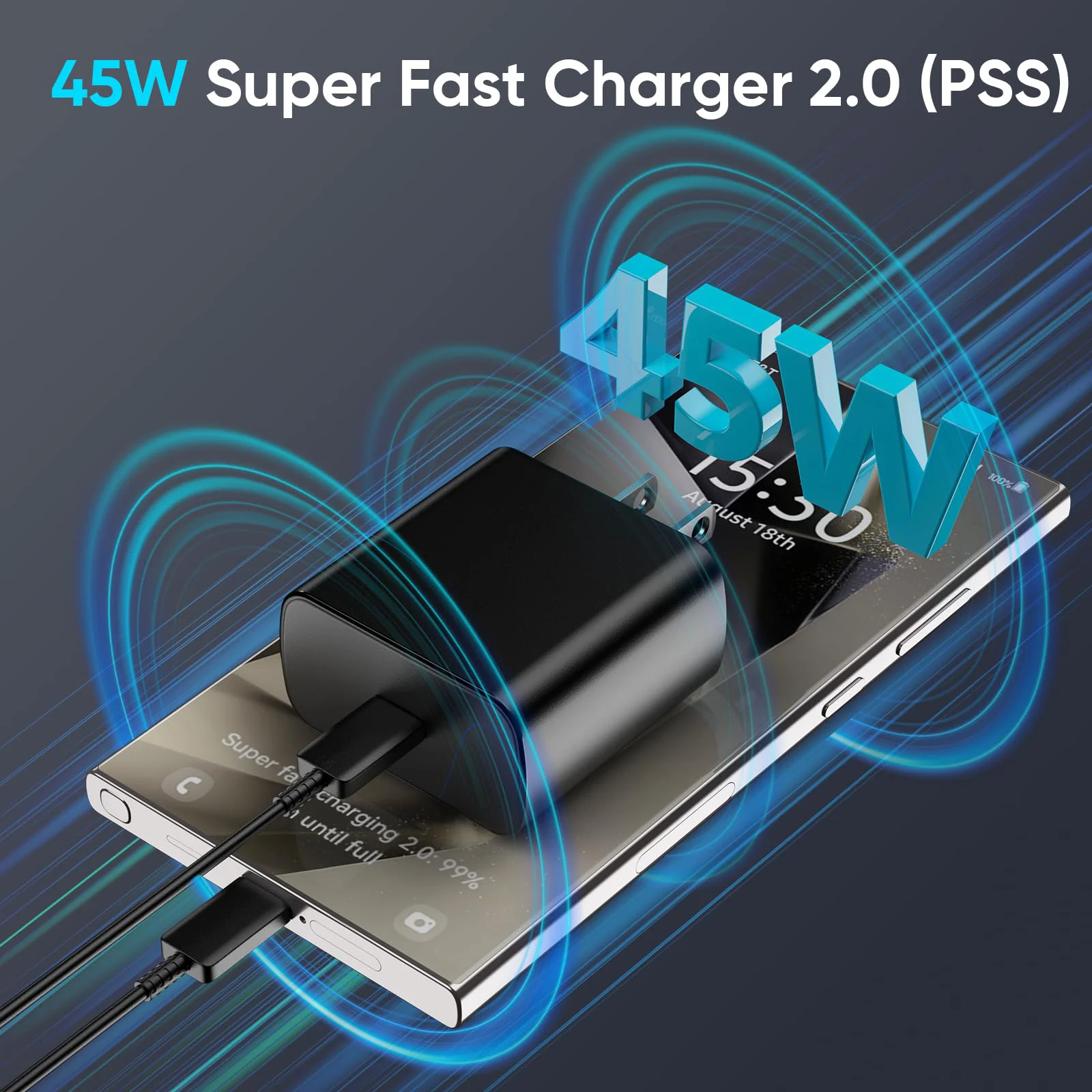 45W PD Charger Super Fast Charging For Samsung Galaxy S24 S23 Ultra Note Mobile Phone Type C Quick Charge Adapter Data Cable Set BEST SELLERS