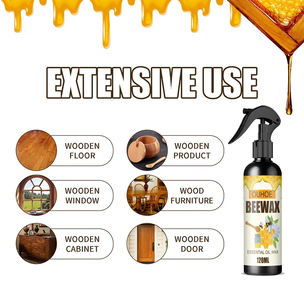 Furniture Solid Wood Care Beeswax Spray 120ml Waterproof Multipurpose Wear Resistant Wooden Furniture Floors wood care wax spray