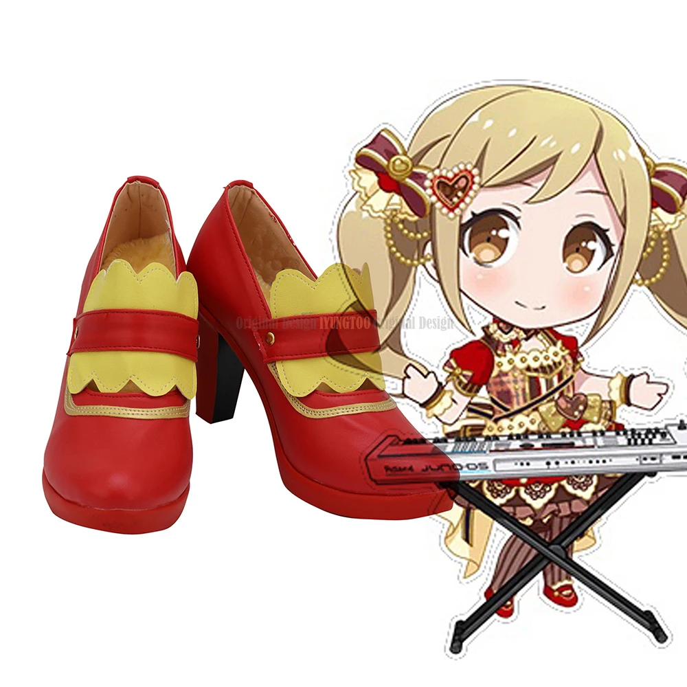 

BanG Dream Arisa Ichigaya Cosplay Shoes Red Boots High Heel Custom Made
