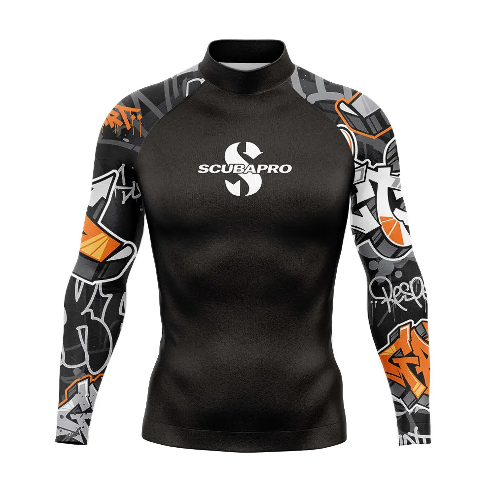 

Men's Long Sleeve Rash Guard Swim Shirt Uv Sun Protetion Swimsuit Surfing Diving T-shirt Basic Skin Suit Tops Swimming Rashguard