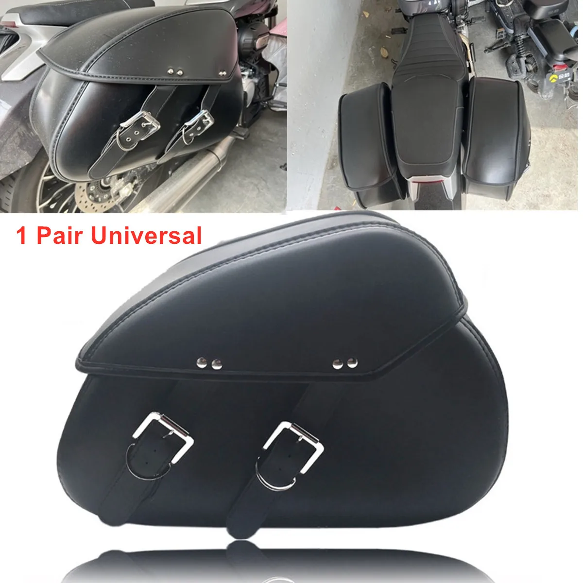 

Universal 1pair Motorcycle Saddlebag Waterproof Side Bag PU Leather Luggage Bags For Halley/Honda/Yamaha/Suzuki