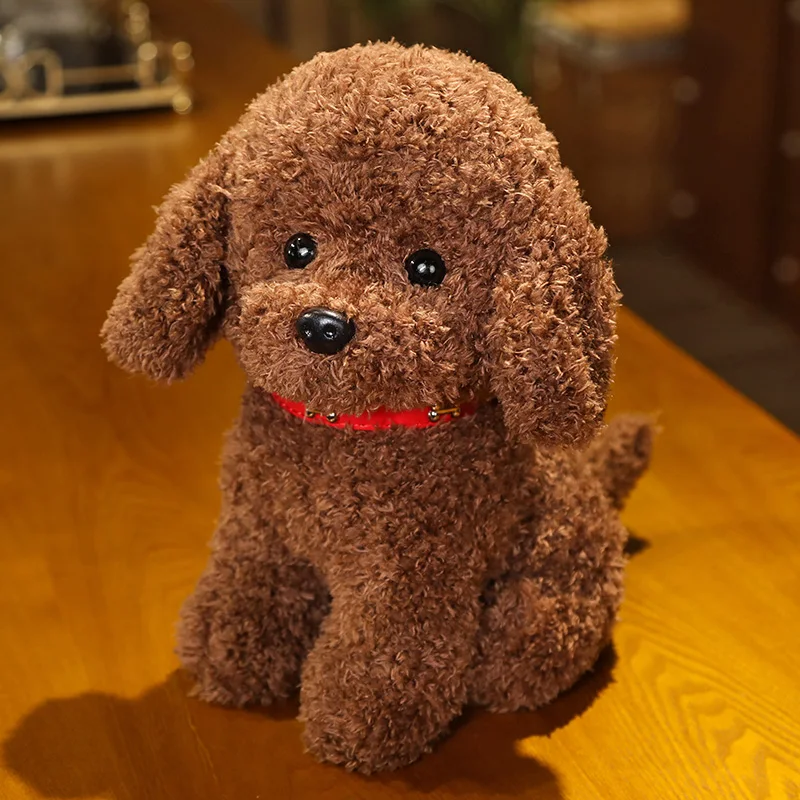 Lovely Curly Hair Teddy Dog Plush Toy with Collar and Head Flower - Soft Stuffed Animal