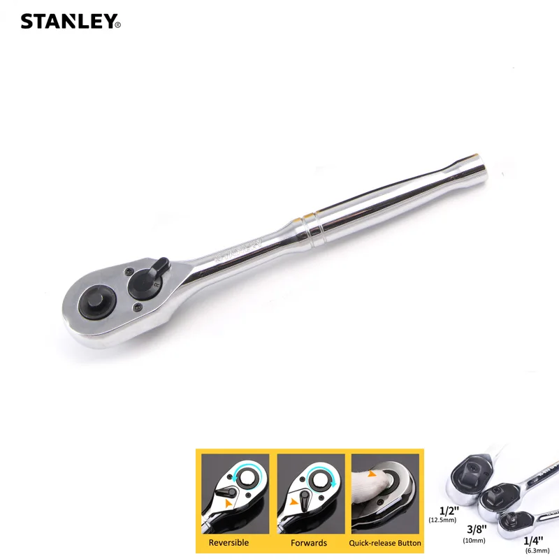 Stanley 1 Pezzo 6.35Mm 12.5Mm 10Mm Chiave A Cricchetto Chiave Utensili Manuali Meccanici Cacciavite A Cricchetto Girevole 1/4 3/8 1/2 Unità