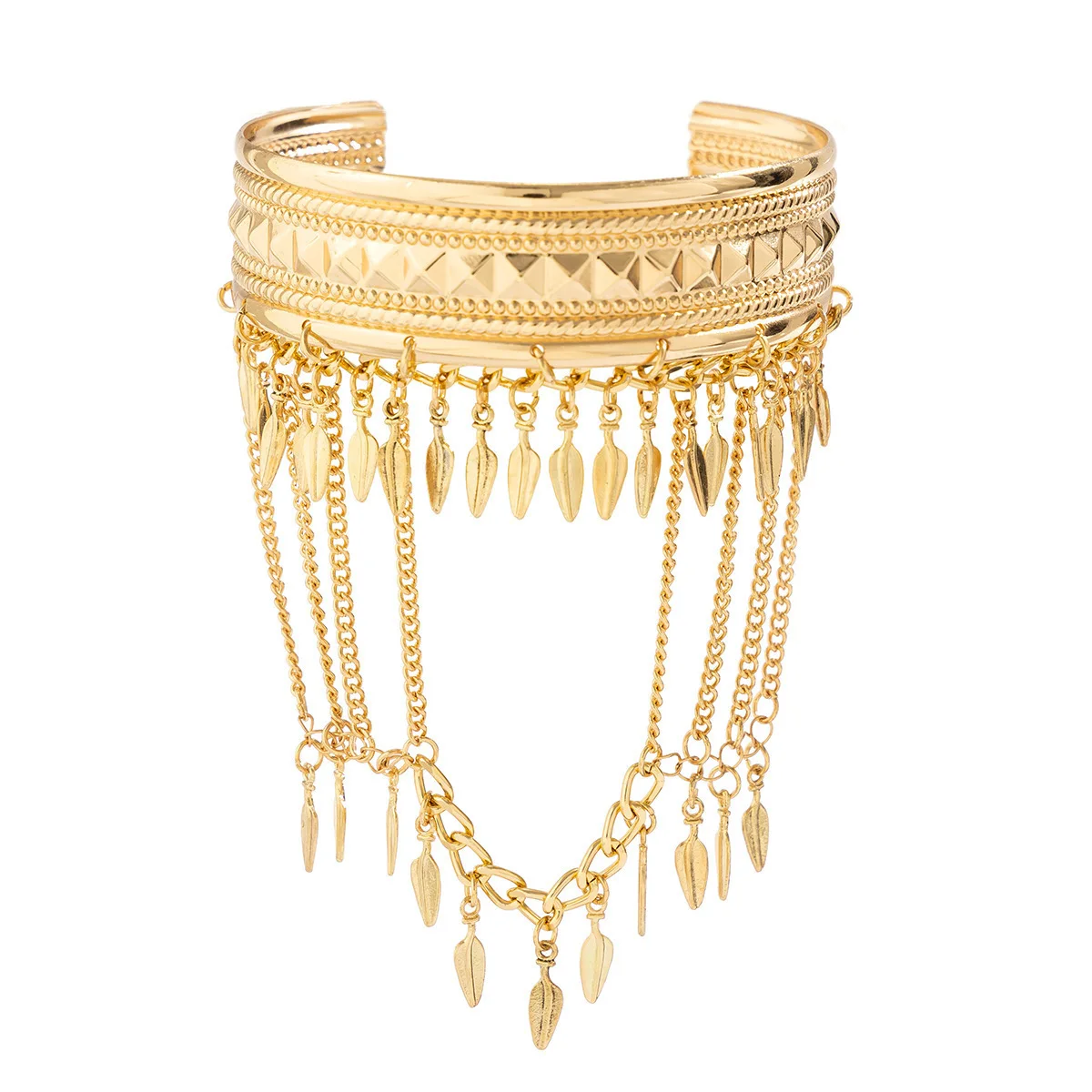 Metal Coin Leaf Chain Tassel Upper Arm Bangles Cuff Bracelet Armlet Armband Men Women Jewelry Accessories