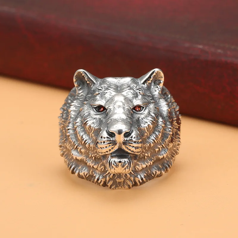 

Мужское кольцо с головой тигра из стерлингового серебра, мужское модное кольцо с головой тигра на указательный палец в японском стиле и K