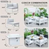 7 Piece Patio Furniture Aluminum Fire Pit Conversation Set with 29'' Large Depth Seat Outdoor Modern Luxury Sofa Set (White) 6