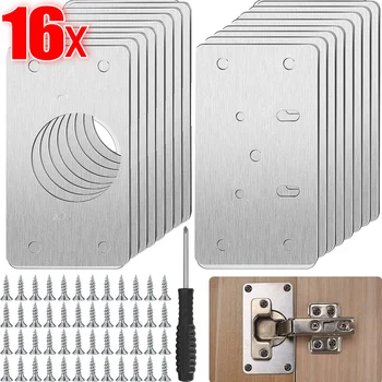 주방 찬장 문짝 힌지 장착 도구, 힌지 수리 플레이트, 가구 캐비닛 하드웨어, 스테인레스 스틸 힌지 고정 플레이트 키트