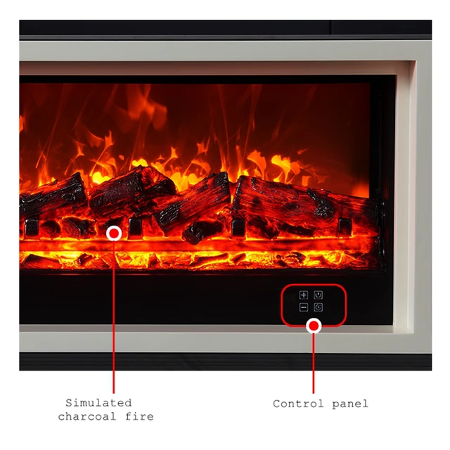 Table TV de luxe avec cheminée, pierre frittée à flamme simulée