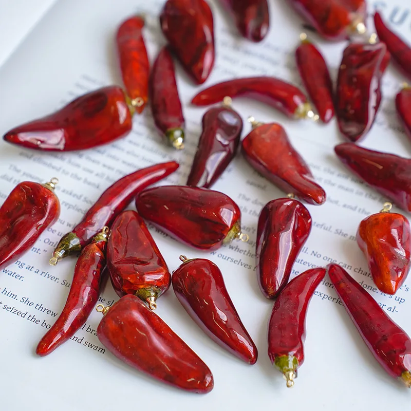 DIY Handmade Red Pepper Earrings Jewelry Accessories Creative Do-It-Yourself Craft Supplies for Artisanal Ear Jewelry