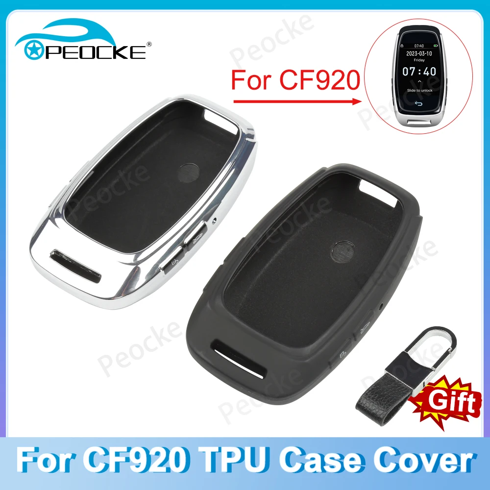 Peocke LCD 스마트 원격 자동차 키 커버, TUP 커버 케이스 보호대, 체인 포함 CF920 키, 낙하 방지, 분실 방지