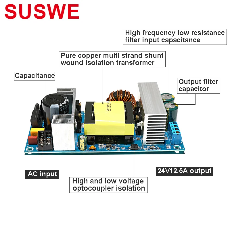 Description Picture 3 of itemInput 90-260VAC DC 48V 4A Power Supply Module 192W Power Supply Module Board Switch AC-DC Switch Power Supply Board