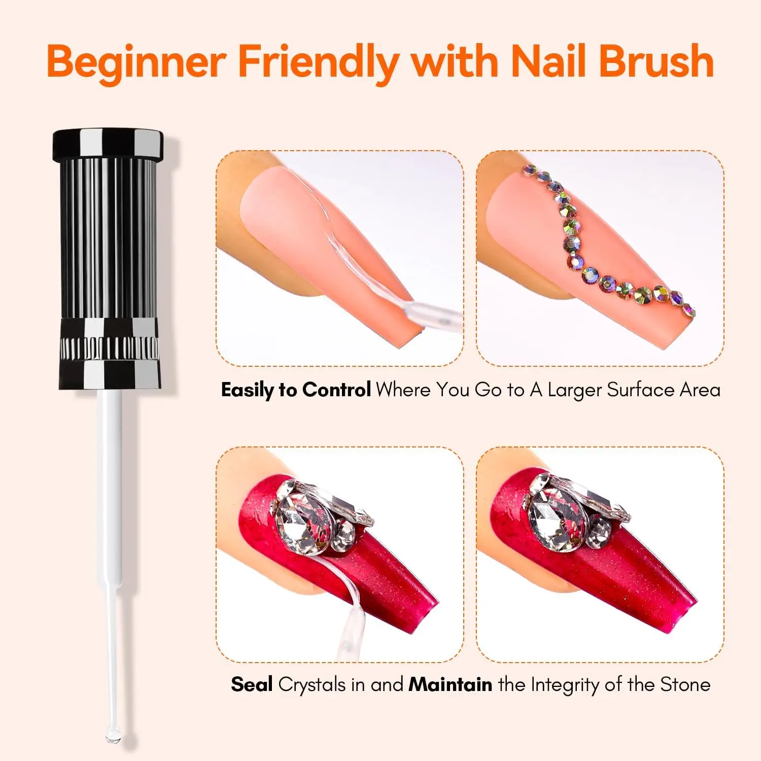 Makartt Nail Rhinestone Glue Gel, Upgrade Gel Nail Glue with Brush Pen Tip Super Strong Adhesive Precise for Nail Charms Crystal 4