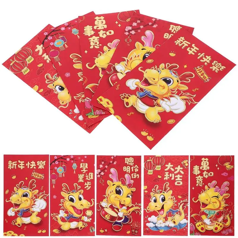 

30Pcs Chinese Red Packets Dragon Design Red Envelopes 2024 New Year Spring Festival Birthday Marry Red Gift Envelope Red Bag