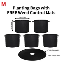 Heavy Duty Fabric Plant Grow Bags with Handles - Multiple Sizes Available - 1PC (M 5Gallon 25X30CM)