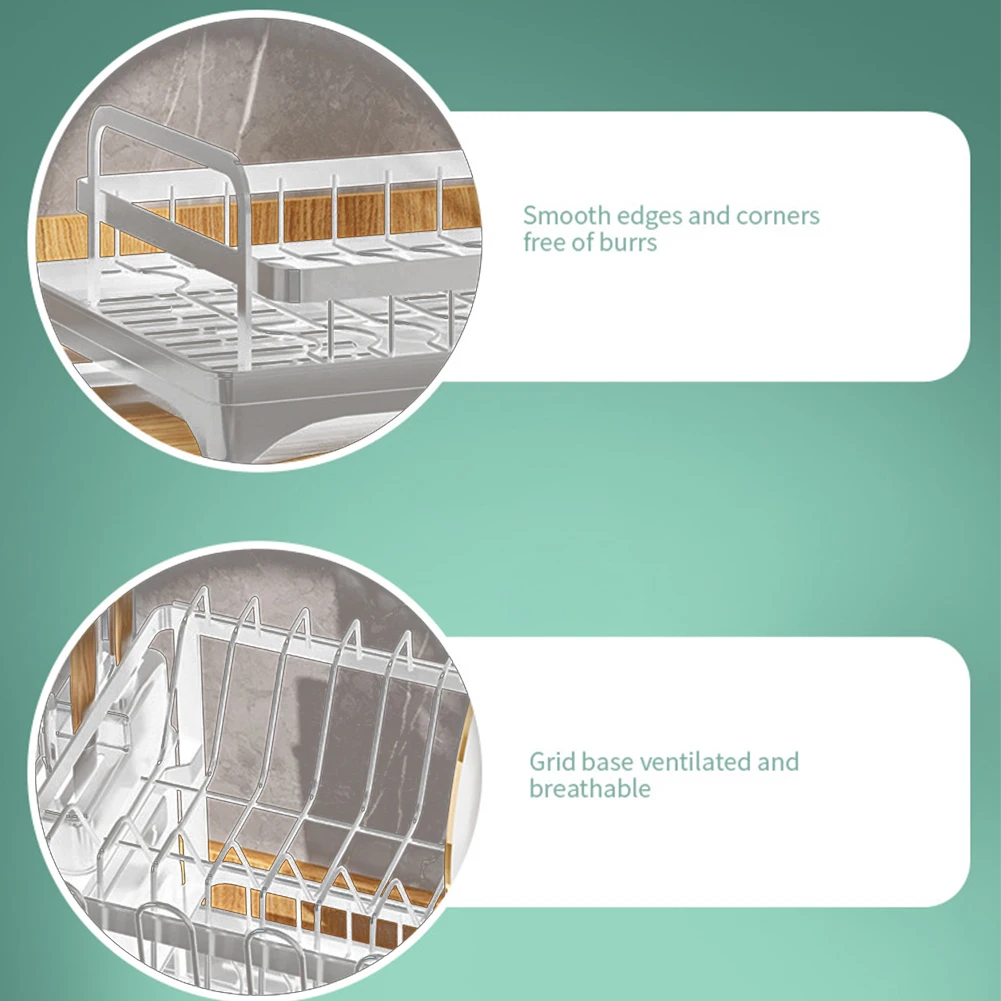 2 Tier Dish Bowl Drainer Storage Rack with Drain Basket Kitchen Dish Drying Rack Bowl Chopsticks Knife Fork Cup Storage Rack